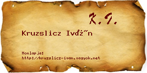 Kruzslicz Iván névjegykártya